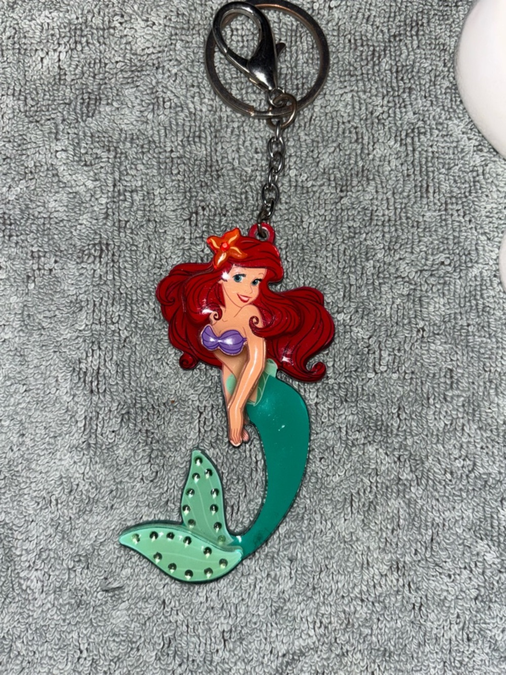 Ariel Mermaid Keychain - Red Hair, Teal Tail, Purple Top